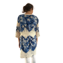 Load image into Gallery viewer, Women blue/beige Lace Sheer Cardigan/Jacket (A166)