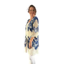 Load image into Gallery viewer, Women blue/beige Lace Sheer Cardigan/Jacket (A166)
