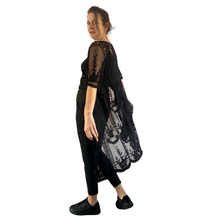 Load image into Gallery viewer, Black lace Open Front Kimono, Casual Cover Up Kimono For Spring &amp; Summer.
