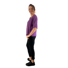 Load image into Gallery viewer, Plain Purple cotton round neck top for women. (A162)

