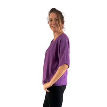 Load image into Gallery viewer, Plain Purple cotton round neck top for women. (A162)