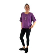 Load image into Gallery viewer, Plain Purple cotton round neck top for women. (A162)
