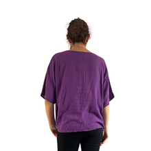 Load image into Gallery viewer, Plain Purple cotton round neck top for women. (A162)