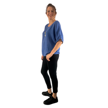 Load image into Gallery viewer, Plain Royal Blue cotton round neck top for women. (A162)