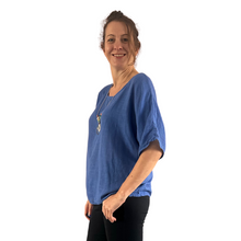Load image into Gallery viewer, Plain Royal Blue cotton round neck top for women. (A162)