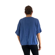 Load image into Gallery viewer, Plain Royal Blue cotton round neck top for women. (A162)