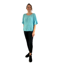 Load image into Gallery viewer, Plain Turquoise cotton round neck top for women. (a162)
