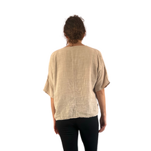 Load image into Gallery viewer, Plain Beige cotton round neck top for women. (A162)
