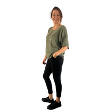 Load image into Gallery viewer, Plain Khaki Green cotton round neck top for women. (A162)
