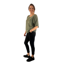 Load image into Gallery viewer, Plain Khaki Green cotton round neck top for women. (A162)