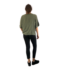 Load image into Gallery viewer, Plain Khaki Green cotton round neck top for women. (A162)