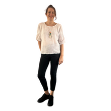 Load image into Gallery viewer, Plain White cotton round neck top for women. (A162)