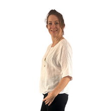 Load image into Gallery viewer, Plain White cotton round neck top for women. (A162)