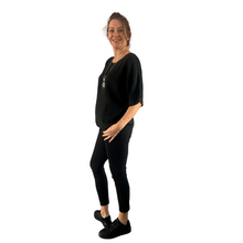 Load image into Gallery viewer, Plain Black cotton round neck top for women. (A162)

