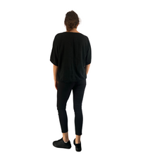Load image into Gallery viewer, Plain Black cotton round neck top for women. (A162)
