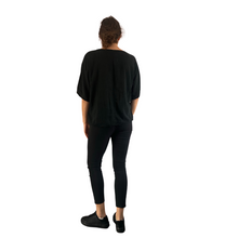 Load image into Gallery viewer, Plain Black cotton round neck top for women. (A162)