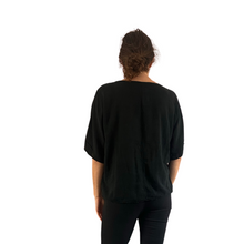 Load image into Gallery viewer, Plain Black cotton round neck top for women. (A162)