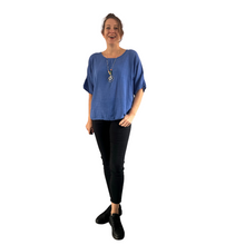 Load image into Gallery viewer, Plain Royal Blue cotton round neck top for women. (A162)
