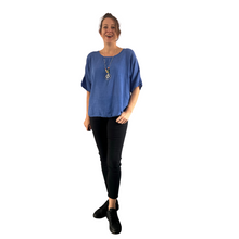 Load image into Gallery viewer, Plain Royal Blue cotton round neck top for women. (A162)