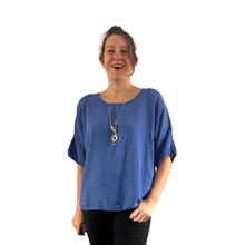 Load image into Gallery viewer, Plain Royal Blue cotton round neck top for women. (A162)