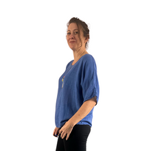 Load image into Gallery viewer, Plain Royal Blue cotton round neck top for women. (A162)