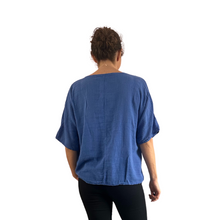 Load image into Gallery viewer, Plain Royal Blue cotton round neck top for women. (A162)