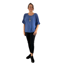 Load image into Gallery viewer, Plain Royal Blue cotton round neck top for women. (A162)