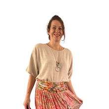 Load image into Gallery viewer, Pink Paisley long tiered maxi skirt with embroidered waist band (A163)
