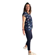 Load image into Gallery viewer, Navy with multi coloured Dots T shirt (A107) - Made in Italy