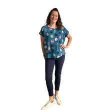 Load image into Gallery viewer, Teal with multi coloured Dots T shirt (A107) - Made in Italy