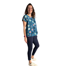 Load image into Gallery viewer, Teal with multi coloured Dots T shirt (A107) - Made in Italy