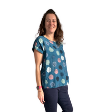 Load image into Gallery viewer, Teal with multi coloured Dots T shirt (A107) - Made in Italy