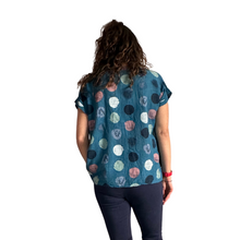 Load image into Gallery viewer, Teal with multi coloured Dots T shirt  (A107) - Made in Italy
