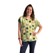 Load image into Gallery viewer, Lime green with multi coloured Dots T shirt  (A107) - Made in Italy
