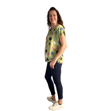 Load image into Gallery viewer, Lime green with multi coloured Dots T shirt  (A107) - Made in Italy
