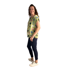 Load image into Gallery viewer, Lime green with multi coloured Dots T shirt (A107) - Made in Italy