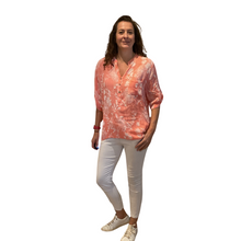 Load image into Gallery viewer, Ladies Light coral dandelion print shirt (A127)