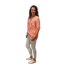 Load image into Gallery viewer, Ladies Light coral dandelion print shirt (A127)