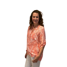 Load image into Gallery viewer, Ladies Light coral dandelion print shirt (A127)