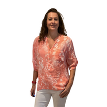 Load image into Gallery viewer, Ladies Light coral dandelion print shirt (A127)