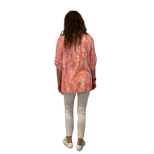 Load image into Gallery viewer, Ladies Light coral dandelion print shirt (A127)