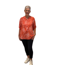 Load image into Gallery viewer, Ladies Dark coral dandelion print shirt (A127)