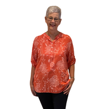 Load image into Gallery viewer, Ladies Dark coral dandelion print shirt (A127)