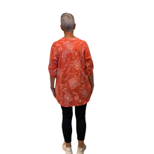 Load image into Gallery viewer, Ladies Dark coral dandelion print shirt (A127)