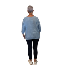 Load image into Gallery viewer, Plain sky blue cotton round neck top for women. (A162)