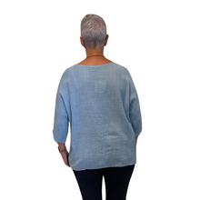 Load image into Gallery viewer, Plain sky blue cotton round neck top for women. (A162)