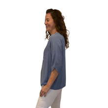 Load image into Gallery viewer, Plain Denim blue cotton round neck top for women. (A162)