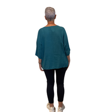 Load image into Gallery viewer, Plain Petrol cotton round neck top for women. (A162)