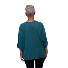 Load image into Gallery viewer, Plain Petrol cotton round neck top for women. (A162)