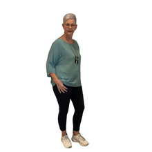Load image into Gallery viewer, Plain Sage green cotton round neck top for women. (A162)